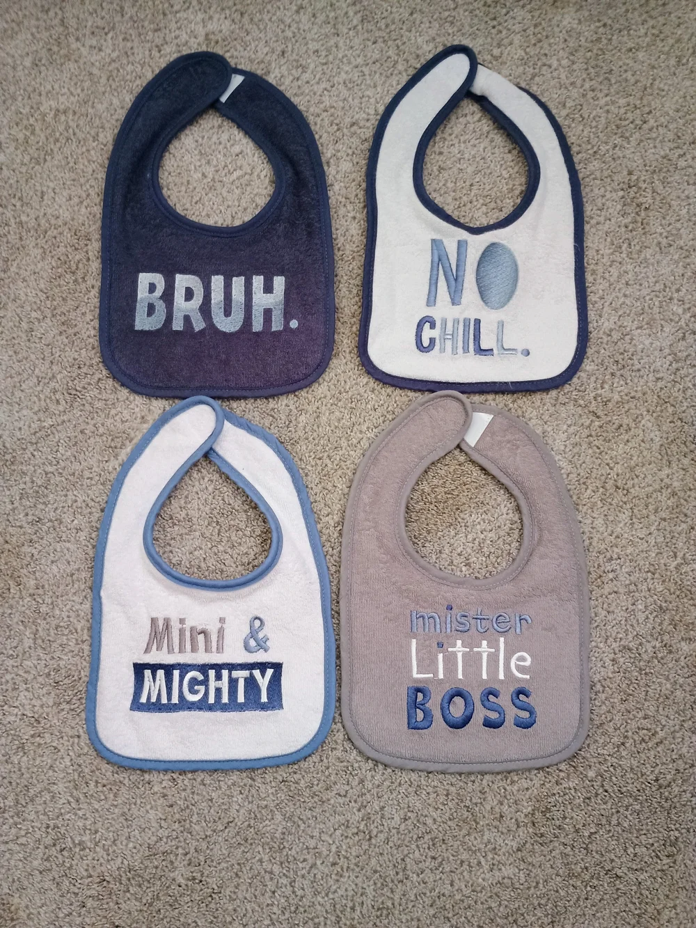 Neat Solutions Baby Bibs 4 Pack Boy Sassy Saying Bruh No Chill Used Once